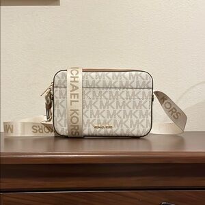 Michael Kors Cream Crossbody bag with Monogram Print